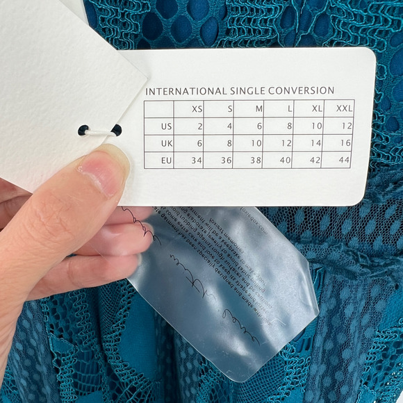 NEW Foxiedox Gloria Lace Tea Length Dress in Teal Anthropologie FA979DR - Picture 10 of 13